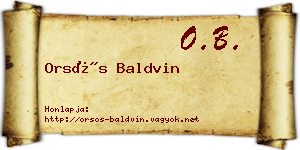 Orsós Baldvin névjegykártya